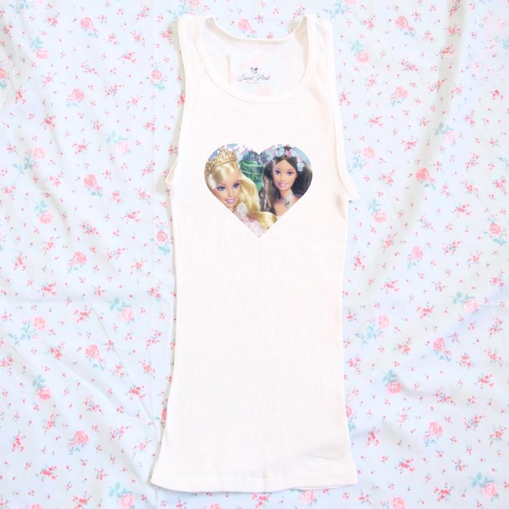 Y2K Barbie Pink Heart Graphic Baby Tank Top